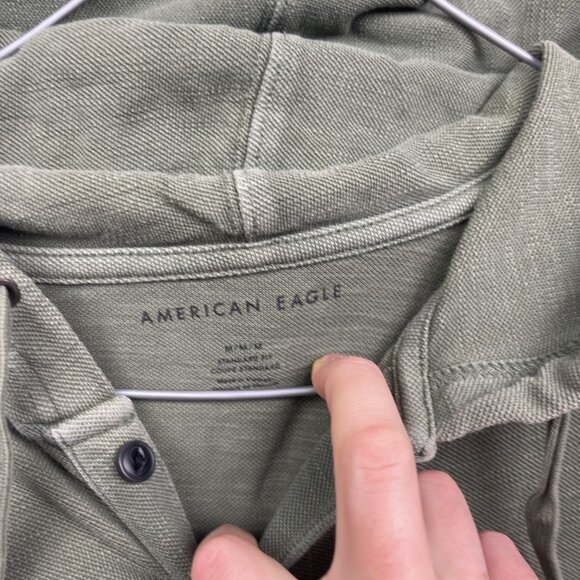 American Eagle Pullover Henley Hooded Long Sleeve Shirt Mens M Military Green - Picture 8 of 16